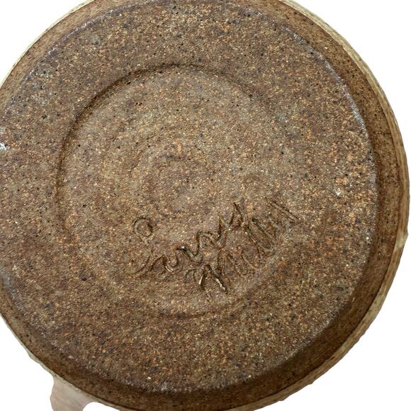 Vintage Studio Pottery Stoneware Vase Signed Modern Organic Neutral Home Decor - Picture 7 of 10